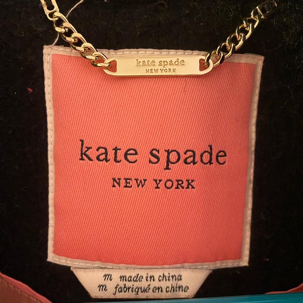 Kate Spade Black Pea Coat w/ Pink Lining - Picture 2 of 6